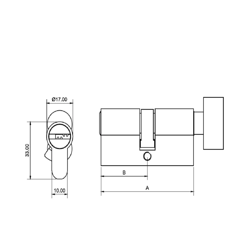 60 MM TT AB DK-S Cylinder with Inside Thumbturn,  AB,Dimpled Key - Image 8