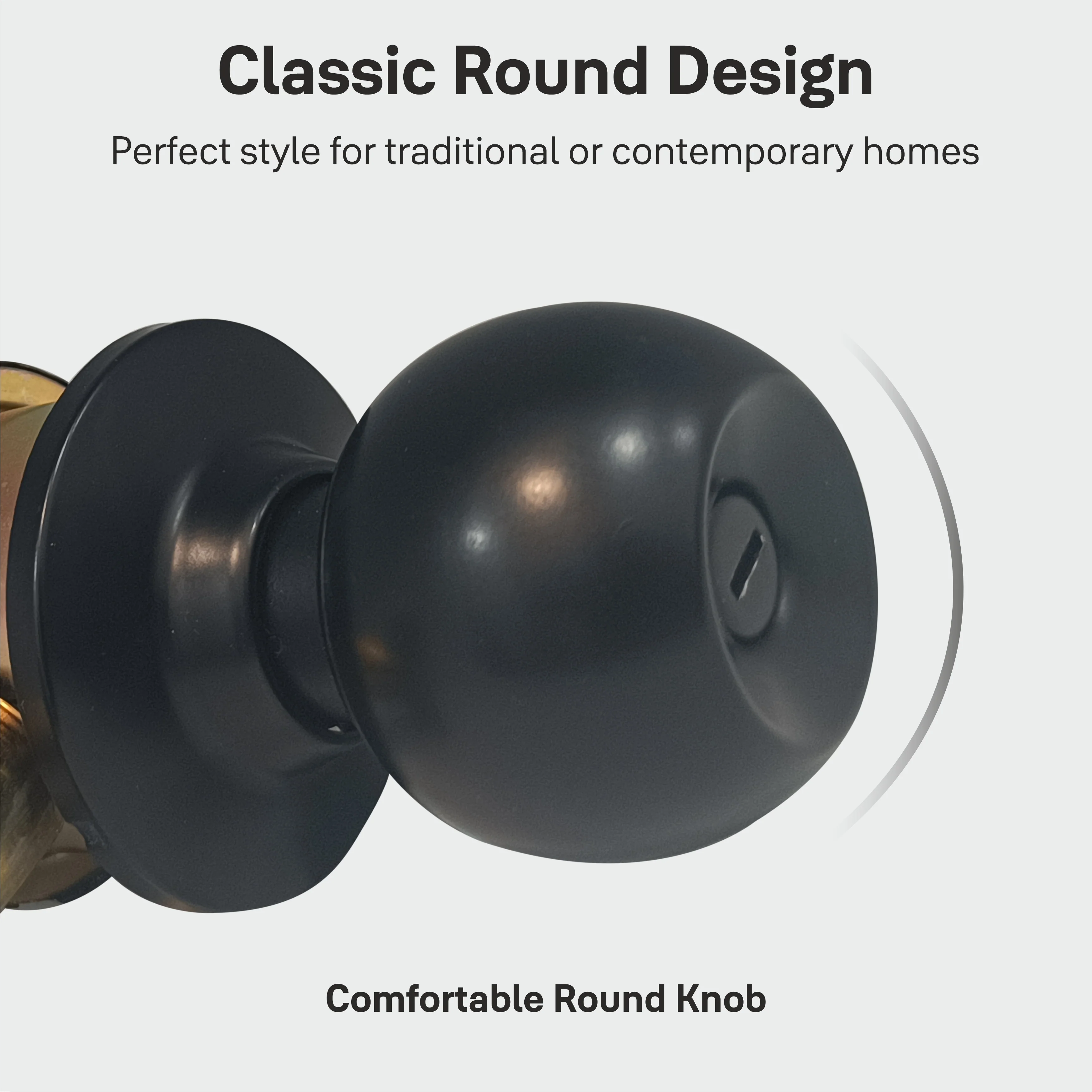CA5122 US 19 Knobset 60/70mm Backset, Bathroom (without key) Black - Image 4
