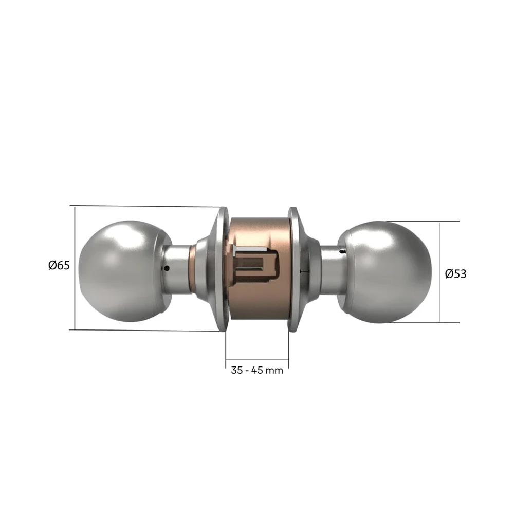 CA5122 Knobset 60/70mm Backset, Bathroom, Satin Steel - Image 5