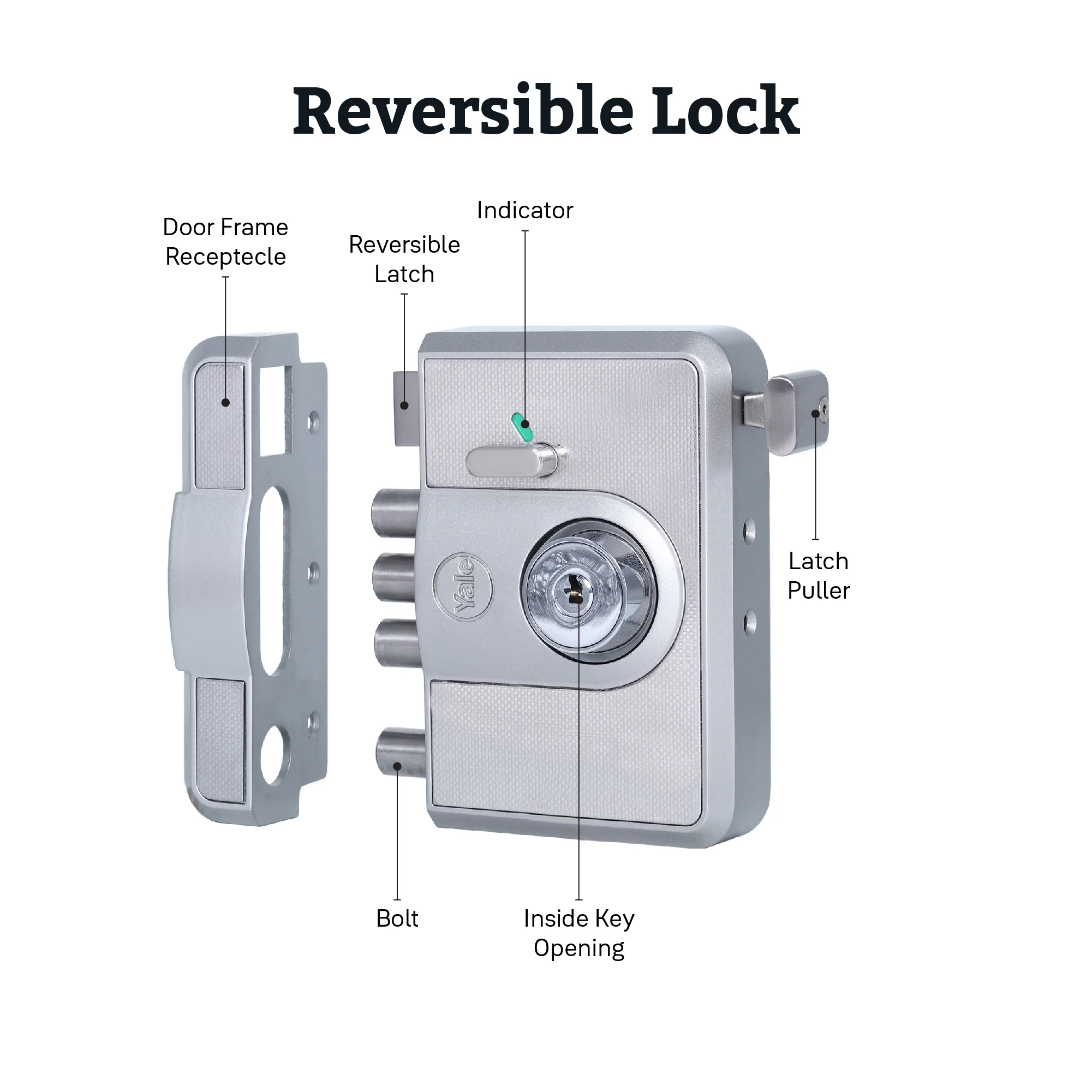 CBR-Cinco 500,Latch & DeadBolt Main Door Lock, Both Side Keys, Silver - Image 4
