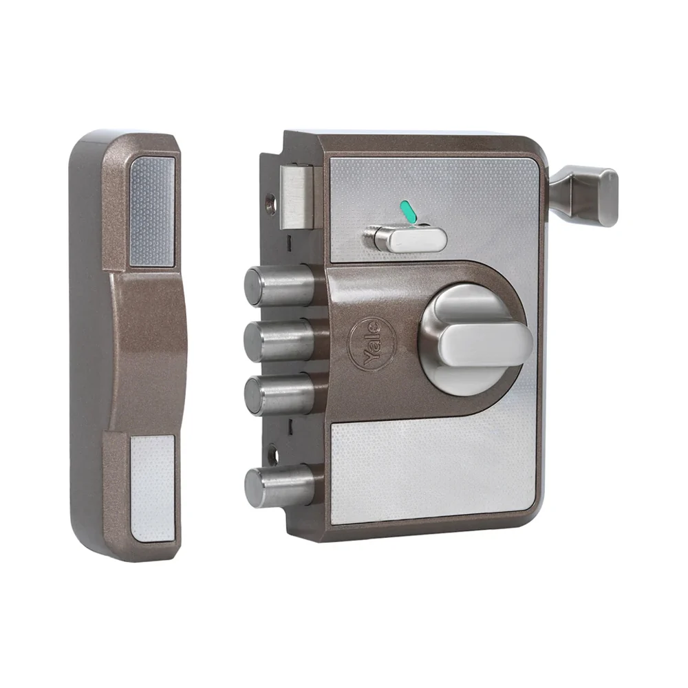 Yale Cinco 500 Series Main Door RIM Lock with 1 Latch & 4 Deadbolt, Outside Key and Knob Inside, Brown, Dimple keys - Image 8