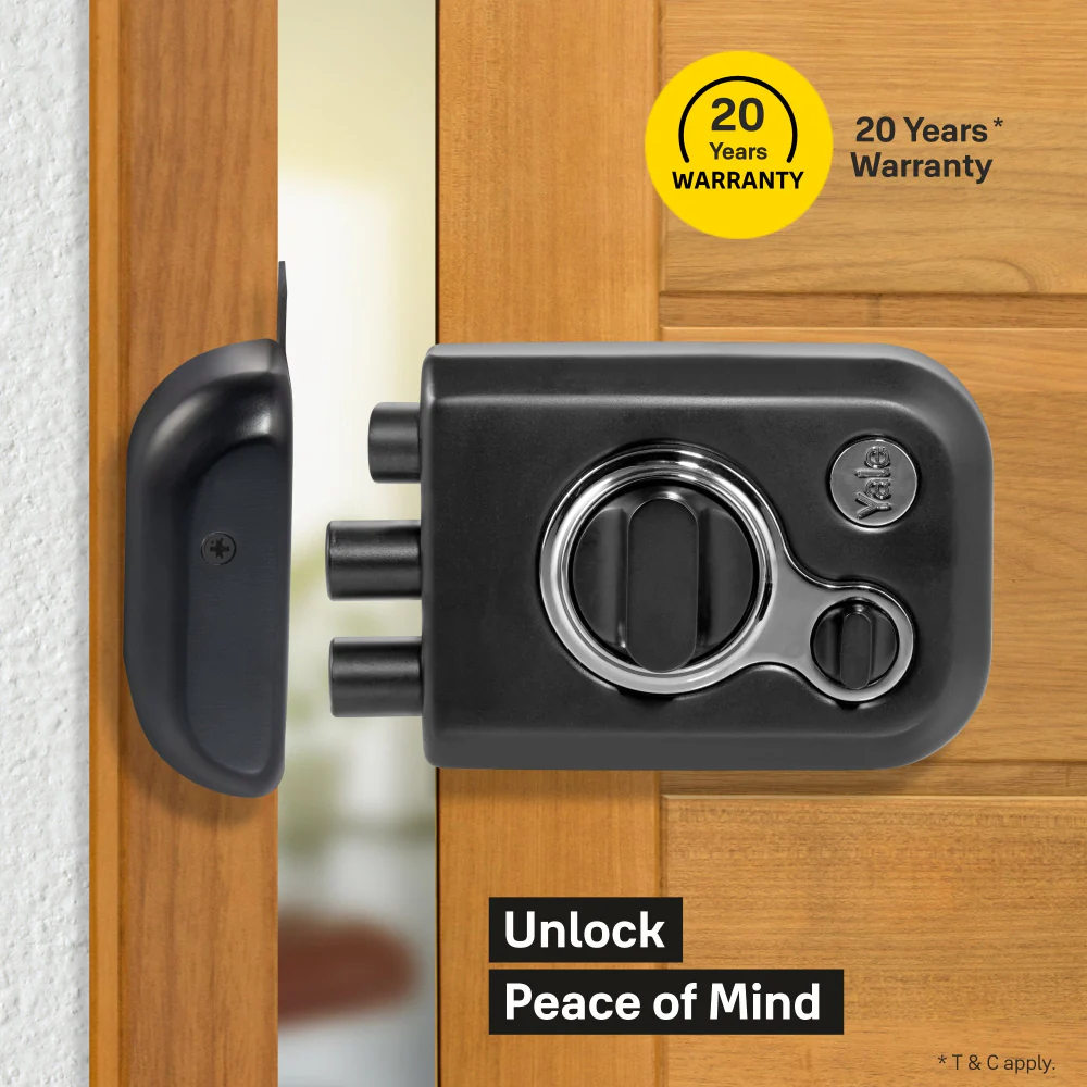 Yale Kratos™ Rimlock – Tribolt, 2 Deadbolts & 1 Latch Bolt, Thumbturn, 4 Dimple Keys (Black Matt and Black Nickel) - Image 3