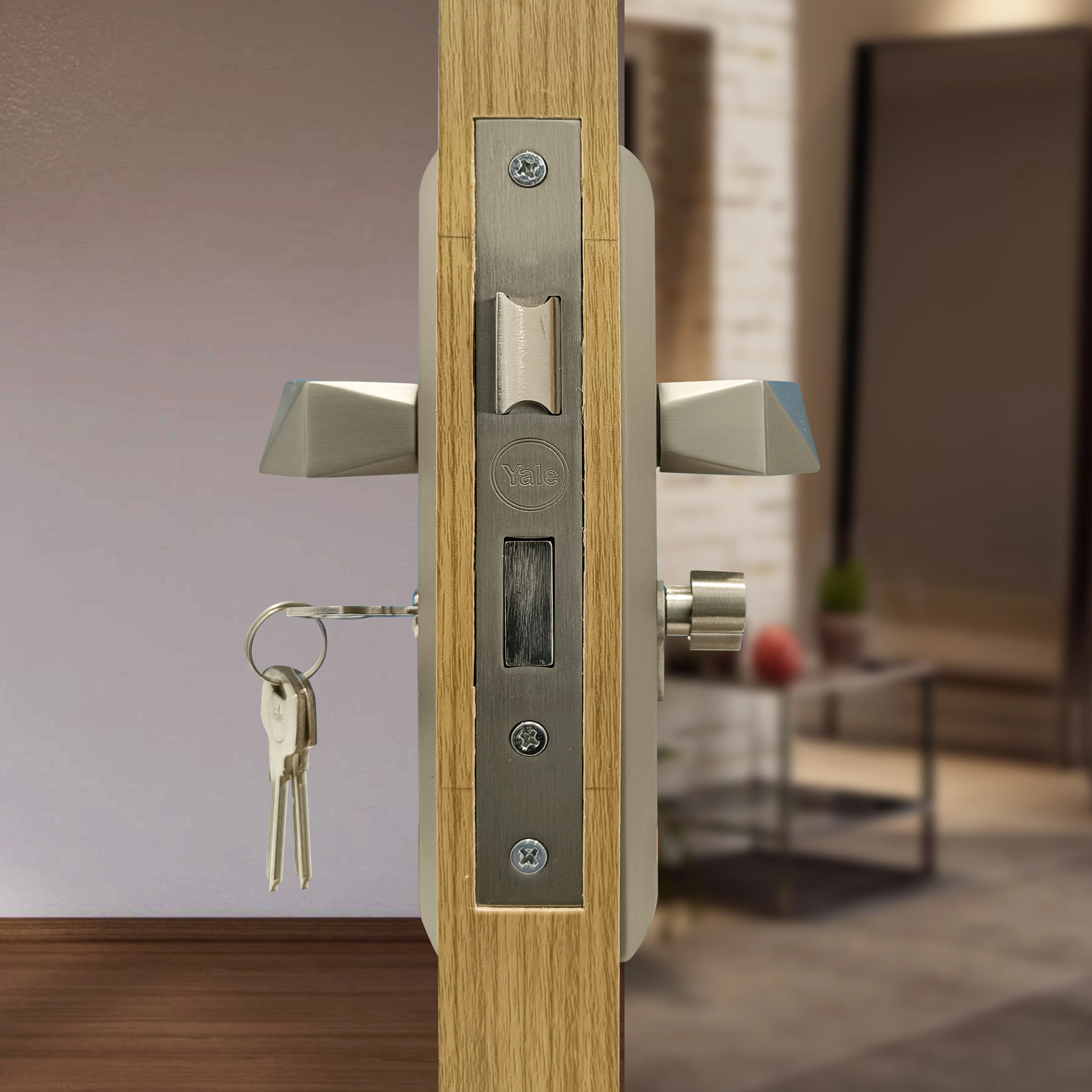 SM-01-02-01 Yale SM series Mortise Lock Comboset with backplated Handle, Cylinder with Knob inside and keys Outside, SS Finish - Image 5