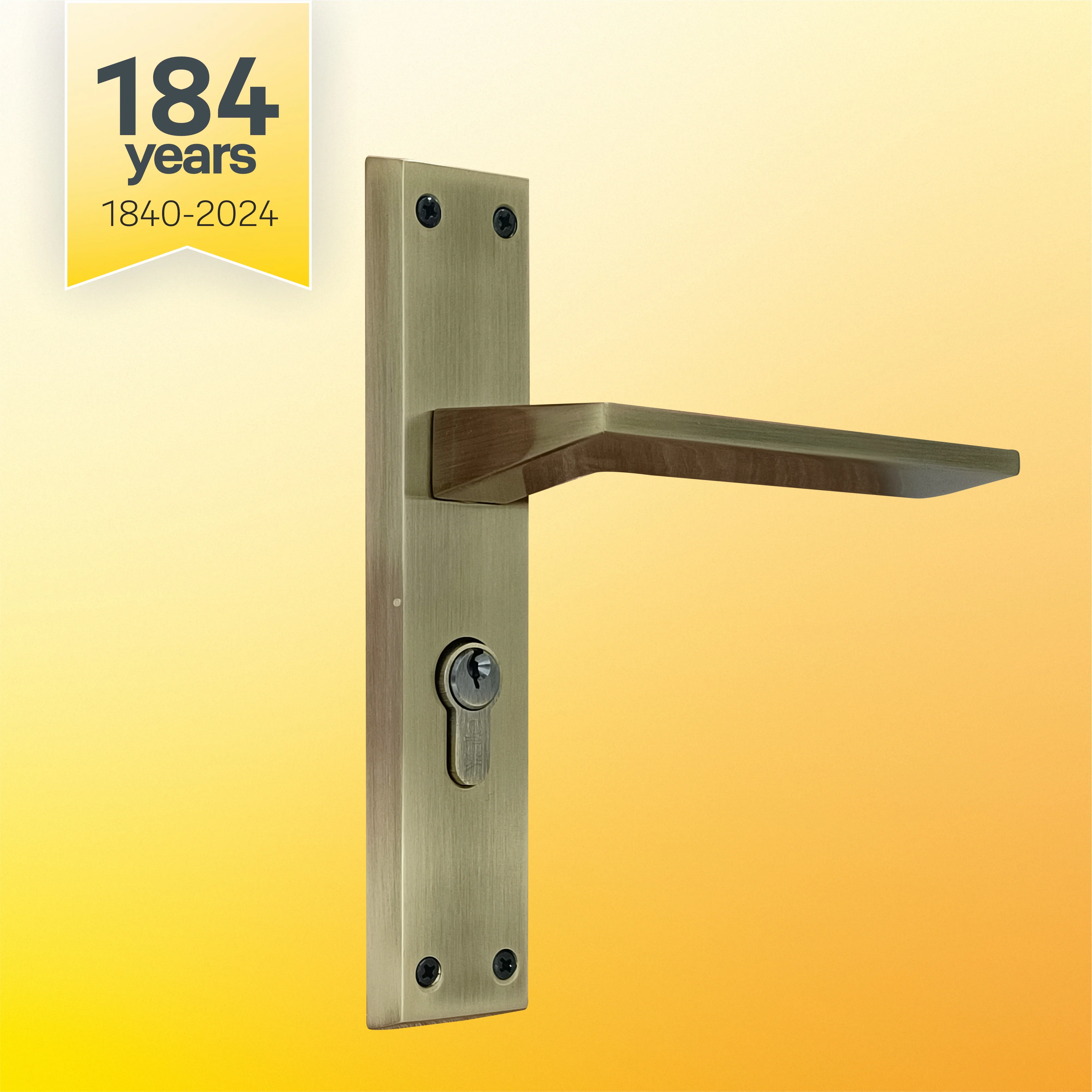 SM-03-02-02 Yale SM series Mortise Lock Comboset with backplated Handle, Cylinder with Knob inside and keys Outside, Antique Brass - Image 3