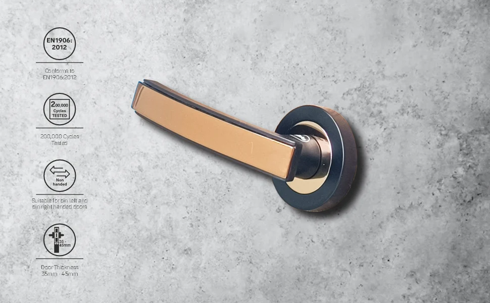 SM-04-01-03 Yale SM series Mortise Lock Comboset, Cylinder with Knob inside and keys Outside, Black and Rose Gold Dual Finish - Image 7