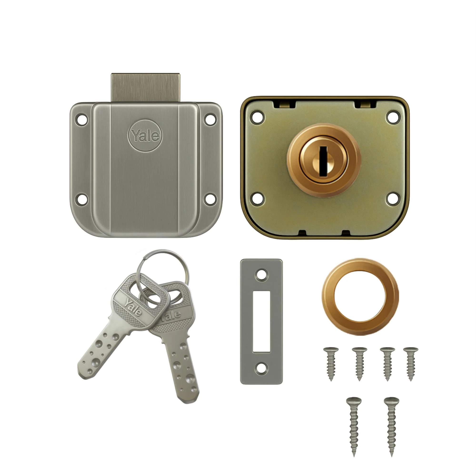 Yale Drawer Lock DRW Series 20mm | Stainless-steel Lock with Dimple Key | Reversible Keys | Deadbolt | Installed in Cupboards, Wardrobes & Wooden Furniture | Rose Gold Color - Image 4