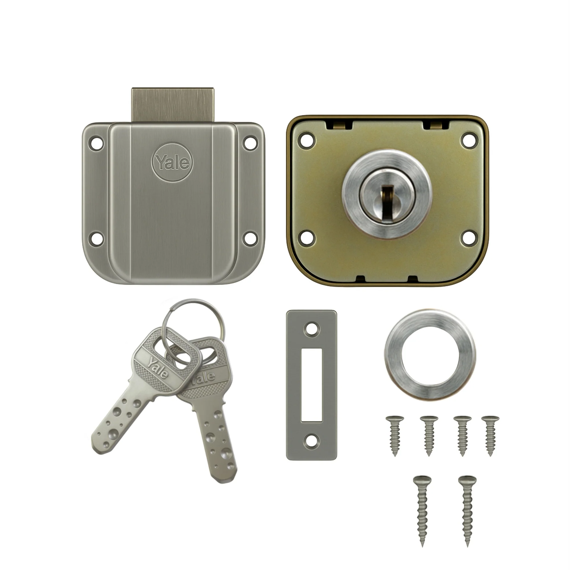 Yale Drawer Lock DRW Series 20mm | Stainless-steel Lock with Dimple Key | Reversible Keys | Nickel-plated bolt | Installed in Cupboards, Wardrobes & Wooden Furniture | Satin Steel Finish - Image 8