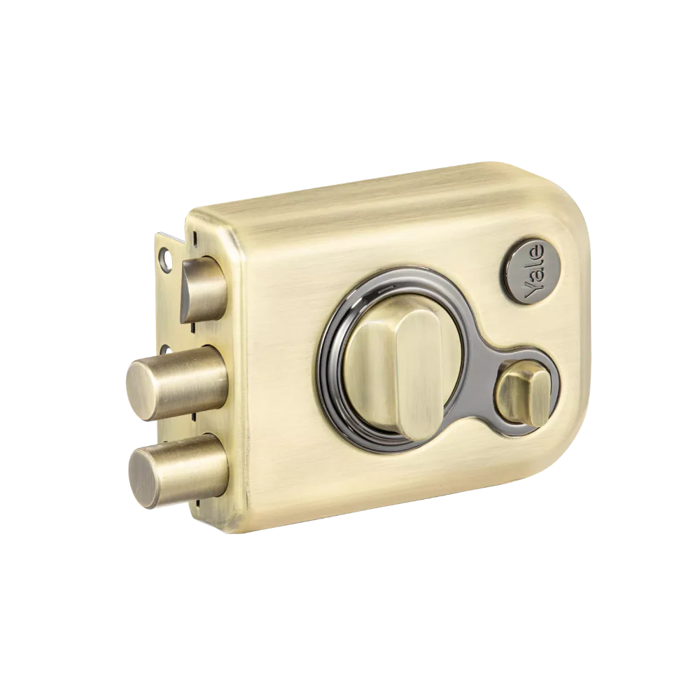 Yale Kratos™ Rimlock KRT-LB-TT-ABM/BN – Tribolt, 2 Deadbolts & 1 Latch Bolt, Knob Insid, 4 Dimple Keys (Antique Brass Matt and Black Nickel) - Image 8