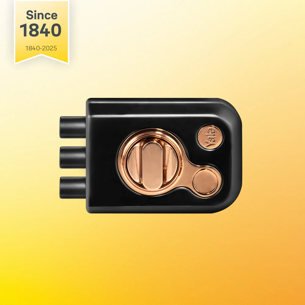 Yale Kratos™ RIM lock KRT-3B-TT-BM/RG – Tribolt, 3 Deadbolts, Thumbturn, 4 Dimple Keys (Black Matt and Rose Gold) - Image 2
