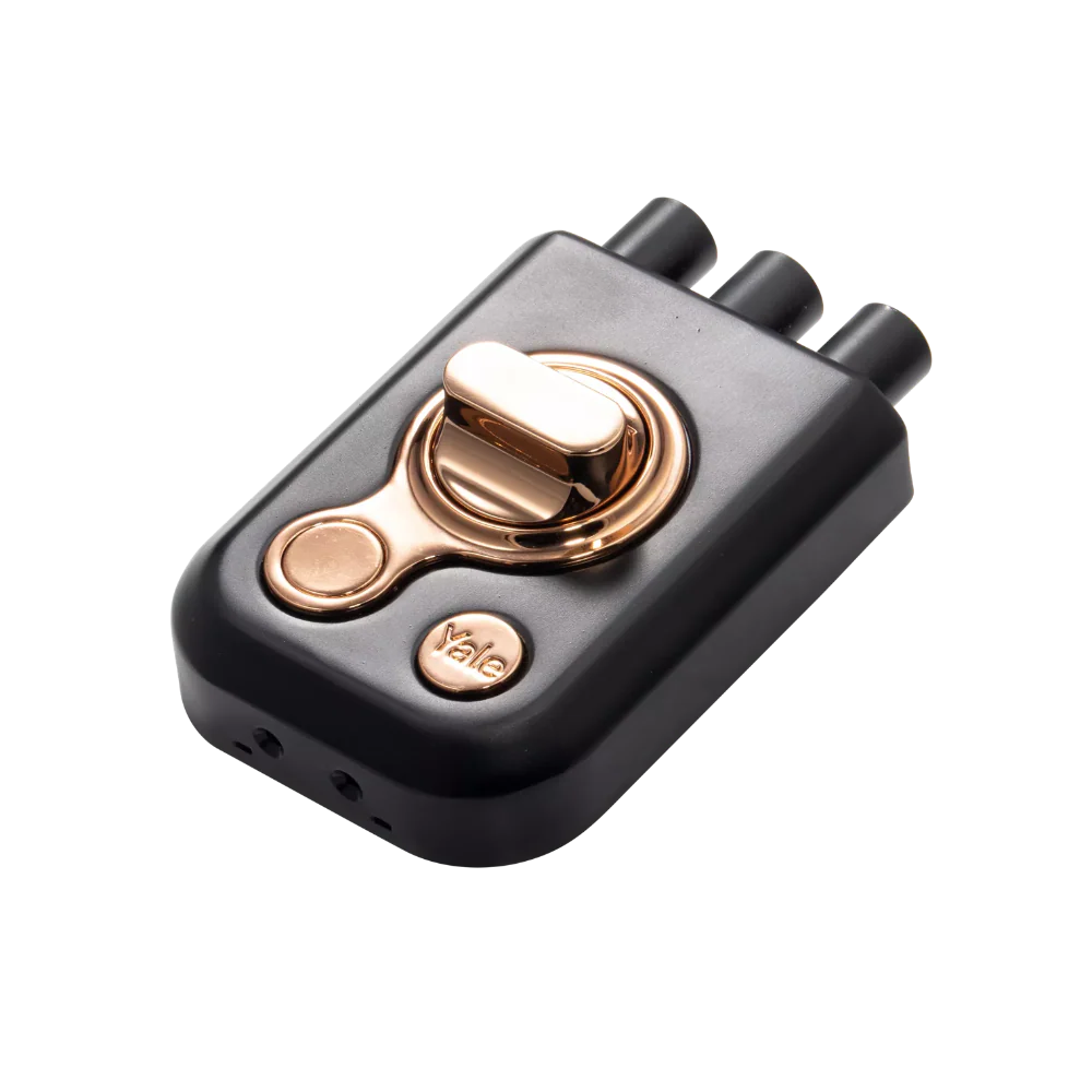 Yale Kratos™ RIM lock KRT-3B-TT-BM/RG – Tribolt, 3 Deadbolts, Thumbturn, 4 Dimple Keys (Black Matt and Rose Gold) - Image 7