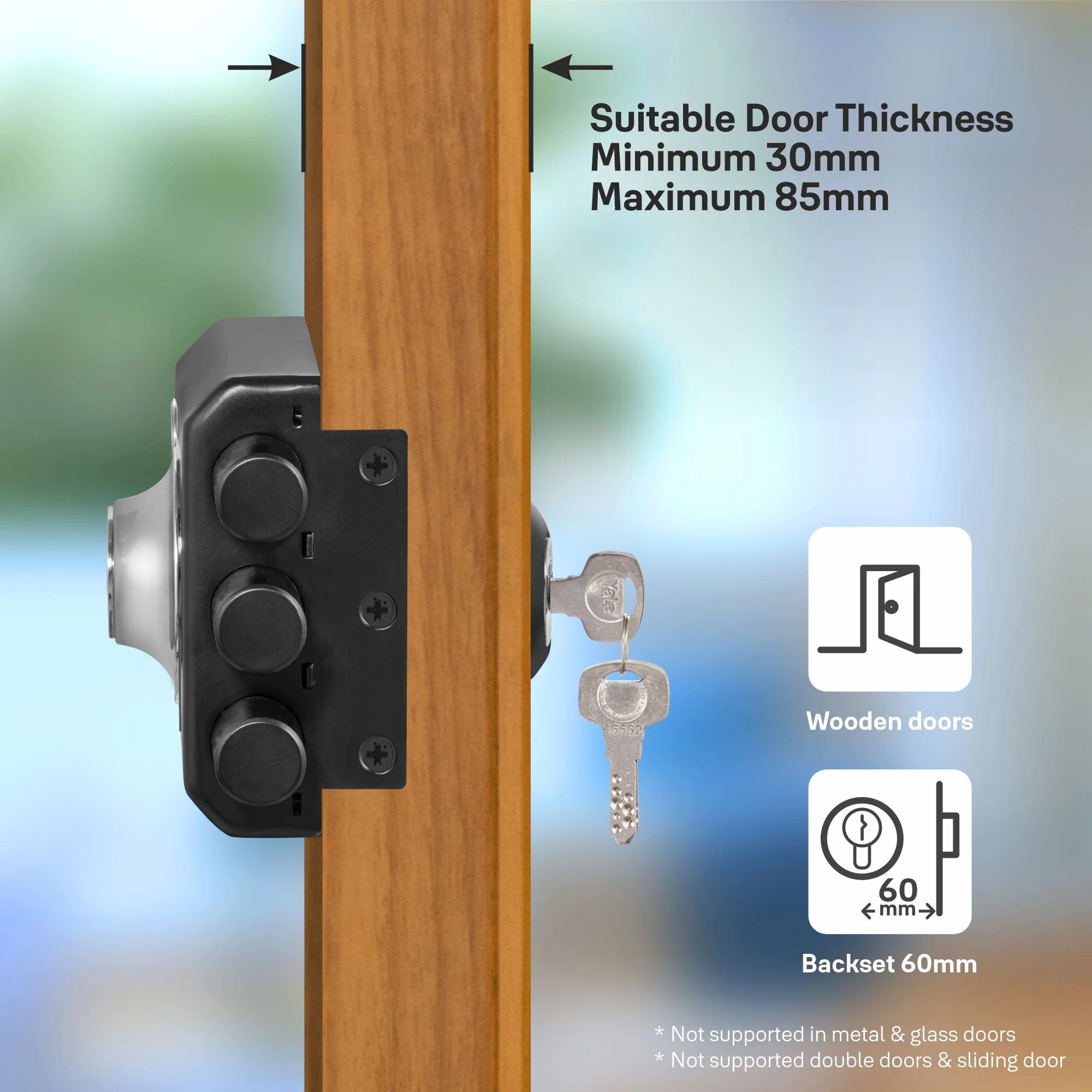 Yale Kratos™ Rim lock – 3 Deadbolt main door lock (KRT-3B-DC-BM/BN) Brass Matt (BM) / Brushed Nickel (BN) - Image 5
