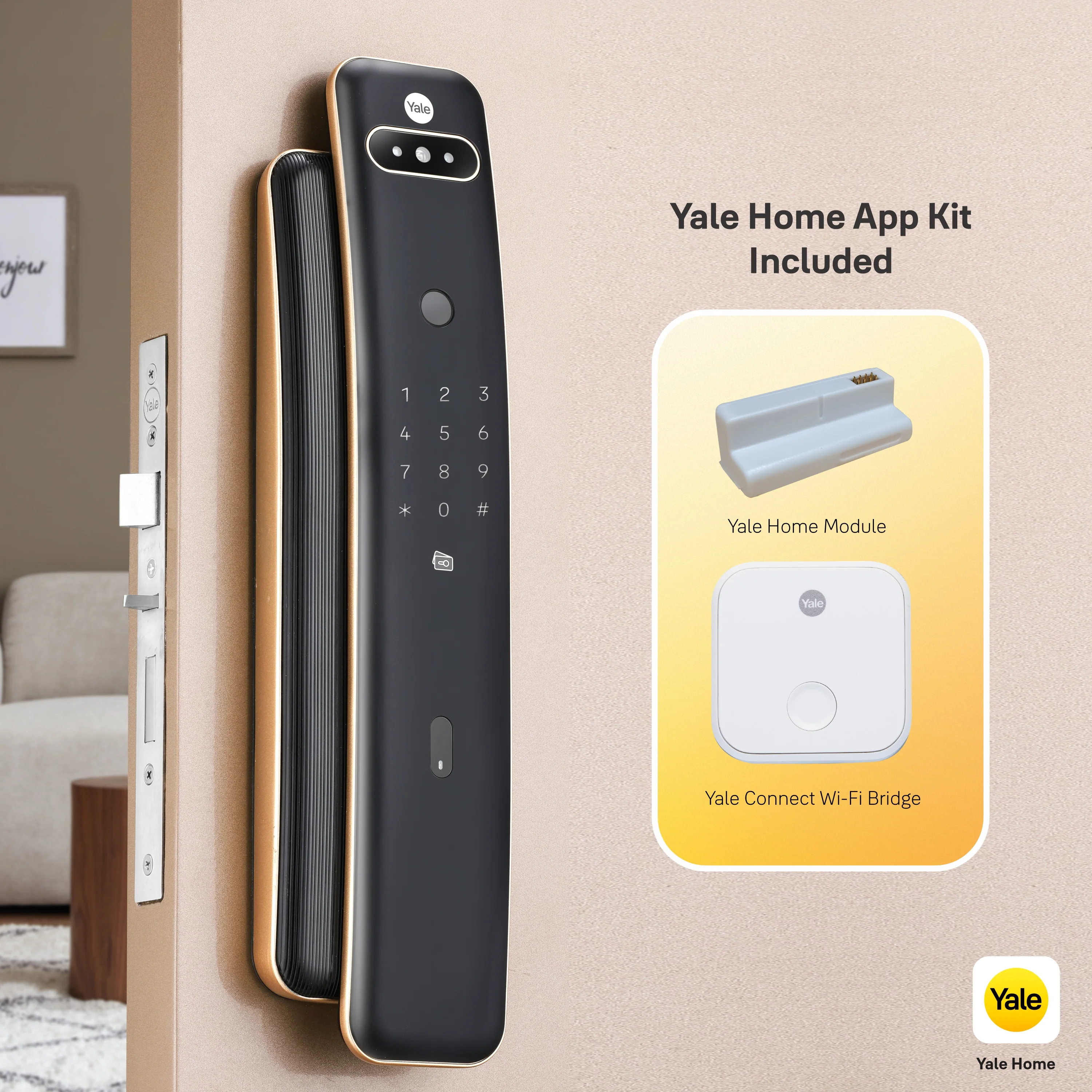 Yale Luna Pro+ Smart Lock with Face scan technology, Fingerprint, PIN, RFID and Manual Key (Bluetooth Module and Wifi Bridge Included) - Image 7
