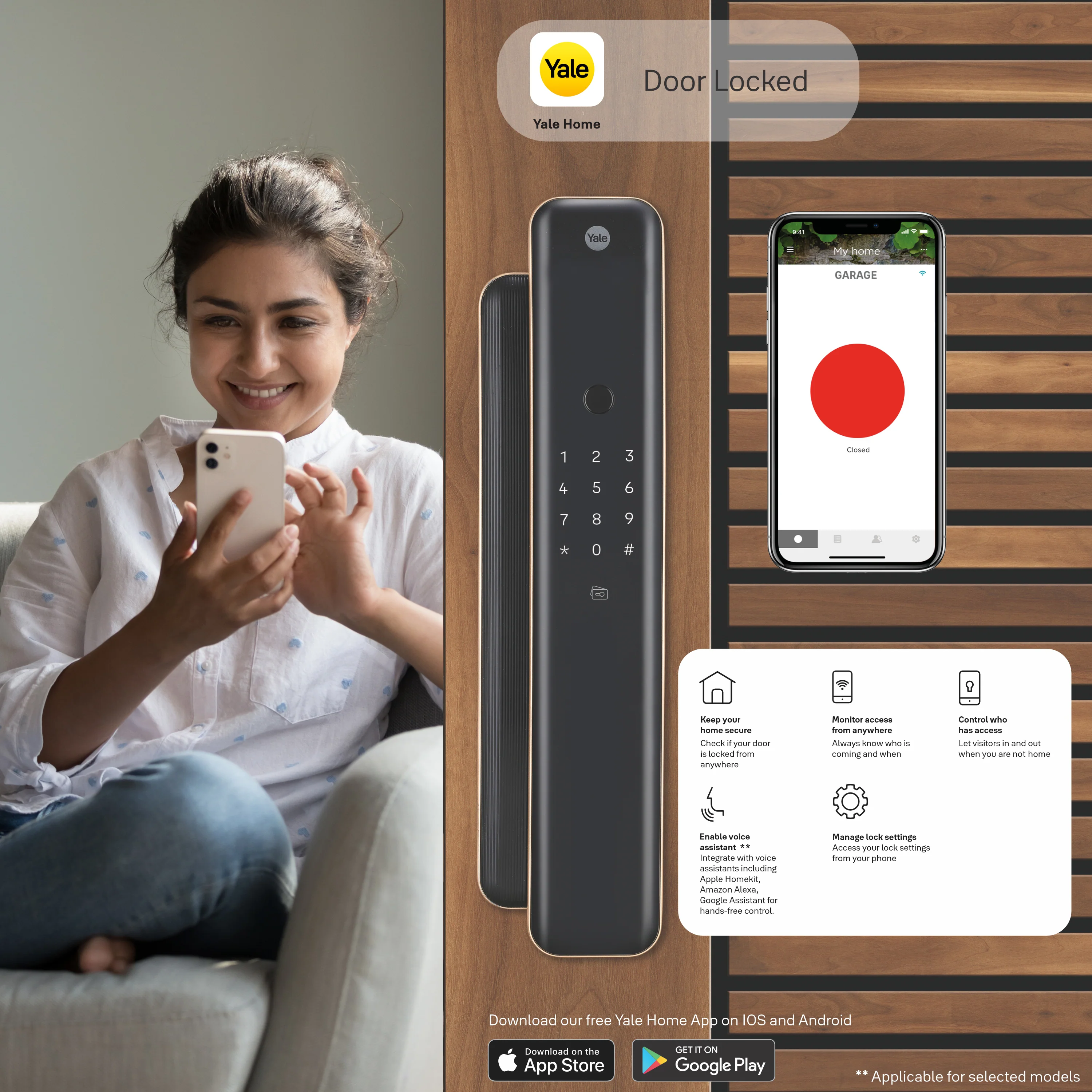 Yale Luna Pro Smart Lock with Fingerprint, PIN, RFID and Manual Key (Bluetooth Module and Wifi Bridge Included) - Image 5