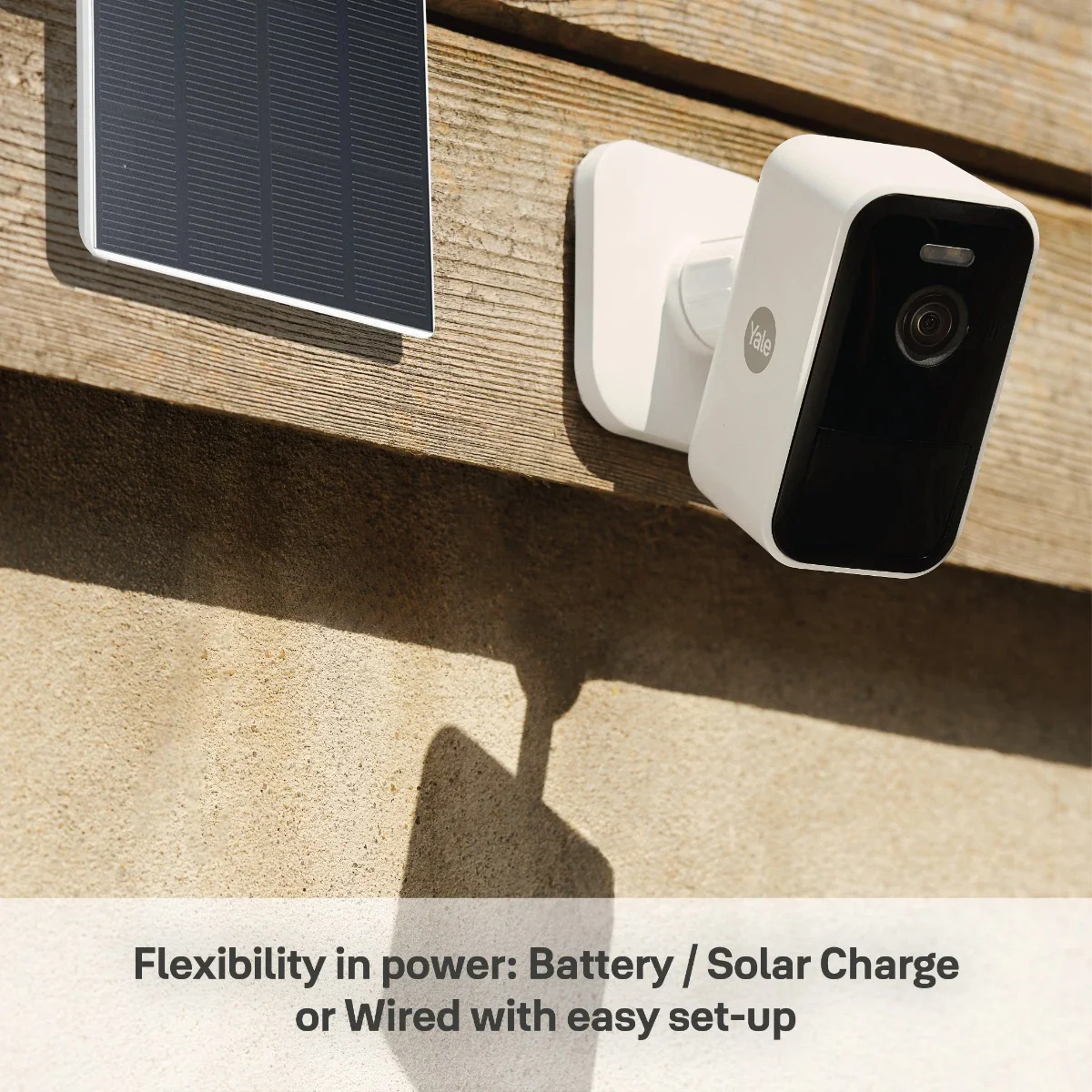 Yale Solar Panel Charger for Smart Outdoor Camera, weather resistant with built-in 2 meter long USB- cable - Image 3