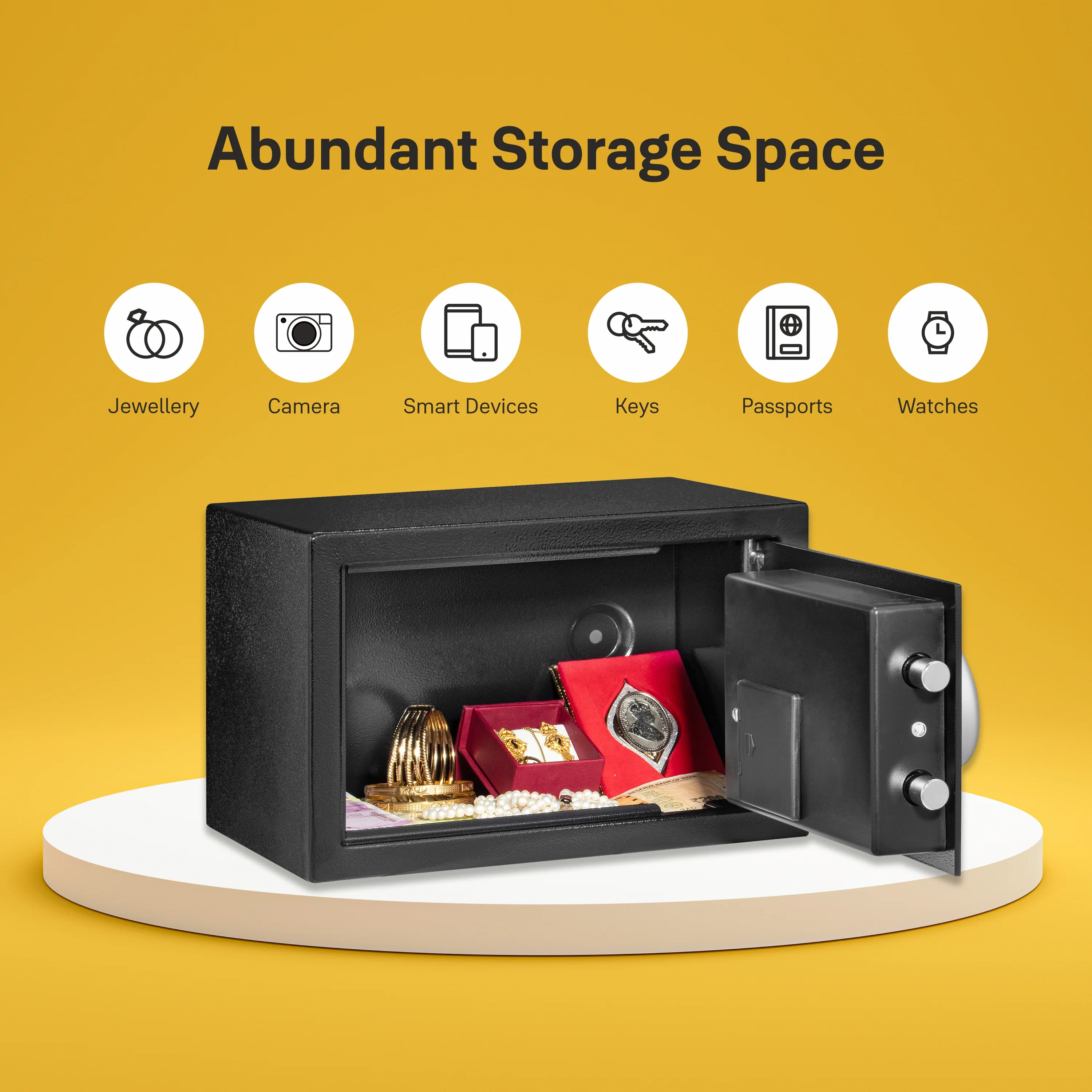 Yale Standard Small and Professional X-Large Digital Safe locker Package with Pincode Access- 59 litres and 8.6litres respectively, Black - Image 8