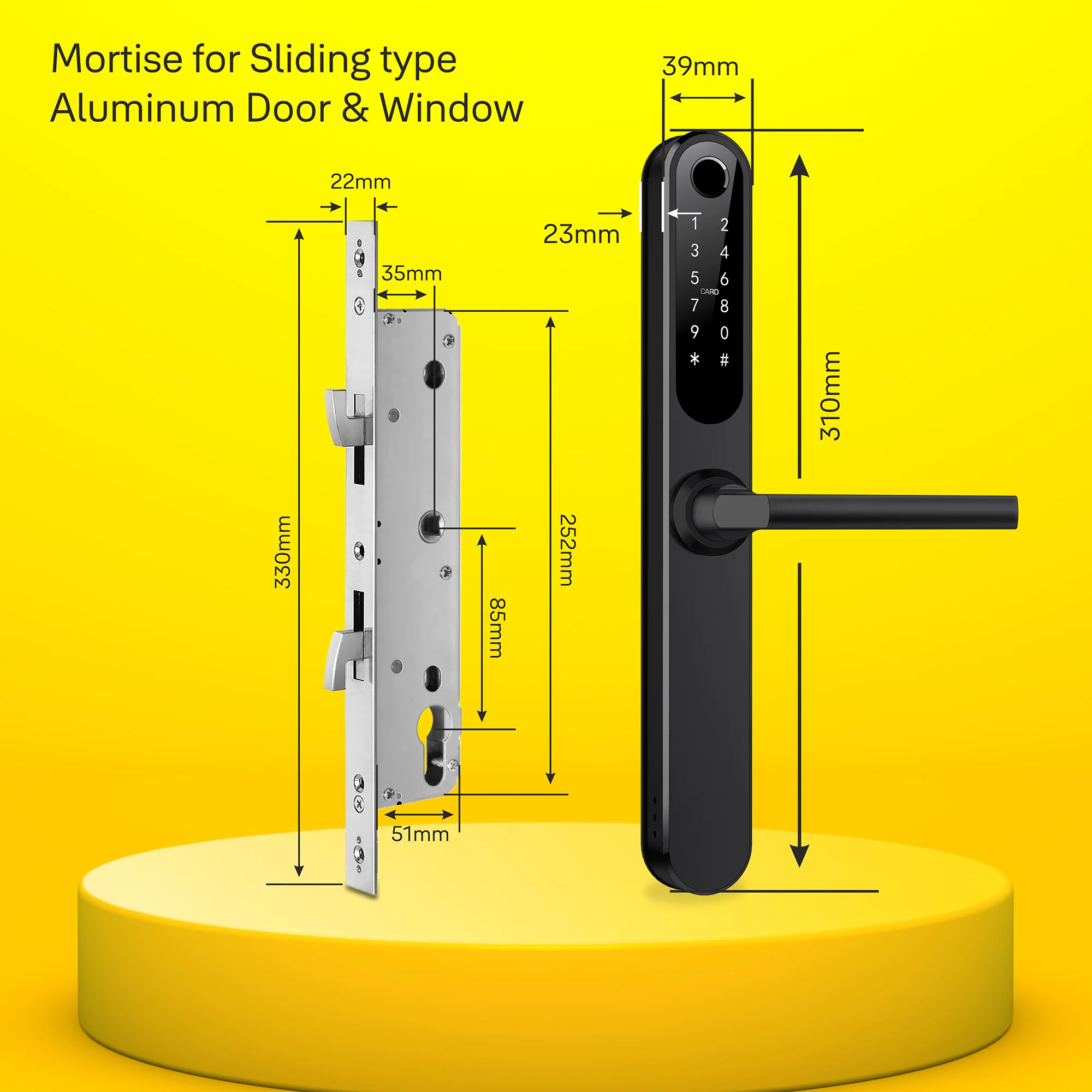 Yale YDAL-SD-BL Aluminium Profile Doors & Windows Digital Lock Suitable for Sliding Door (Black) - Image 8