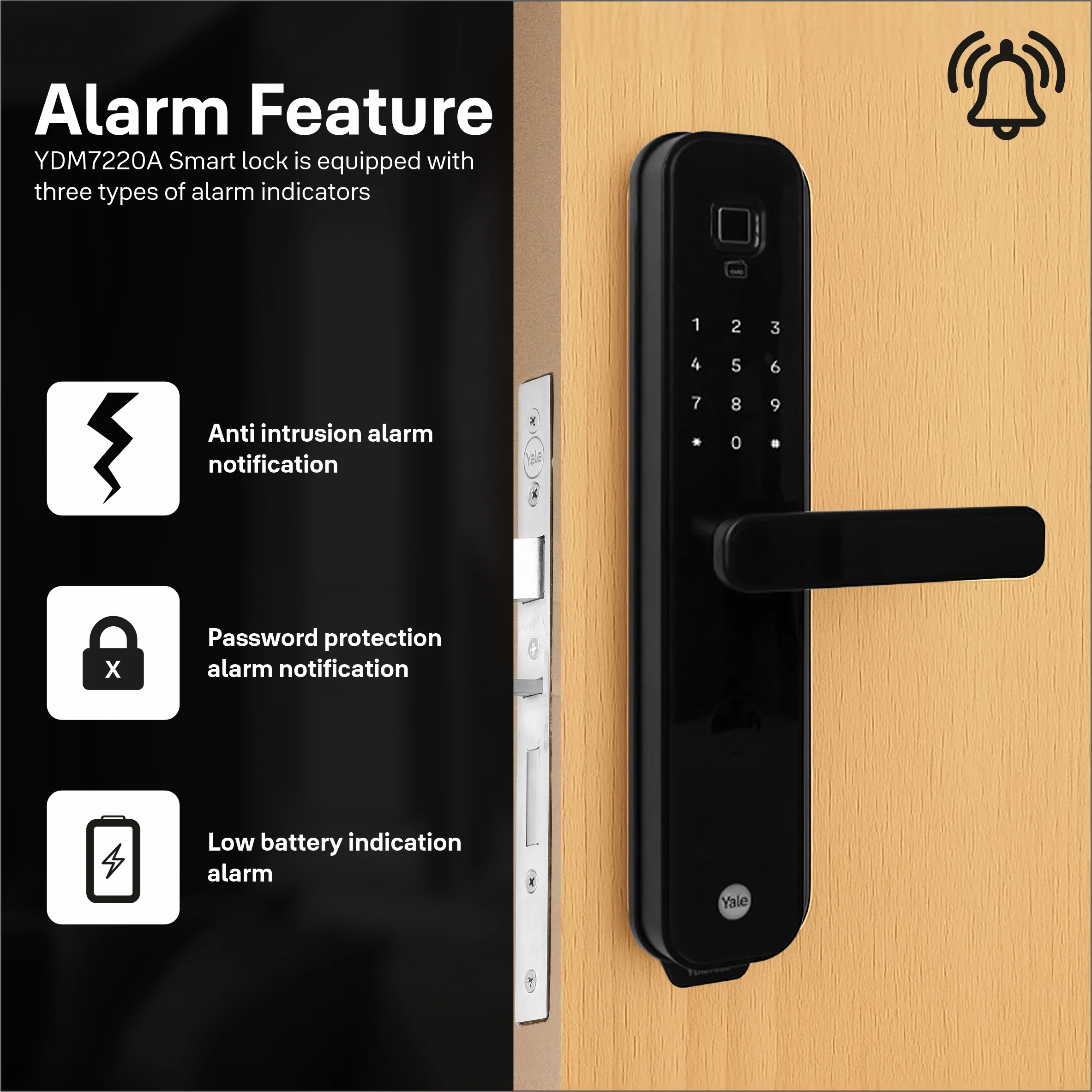 Yale YDM7220A Biosecure Smart Lock with Fingerprint, PIN, RFID and Manual Key - Image 7