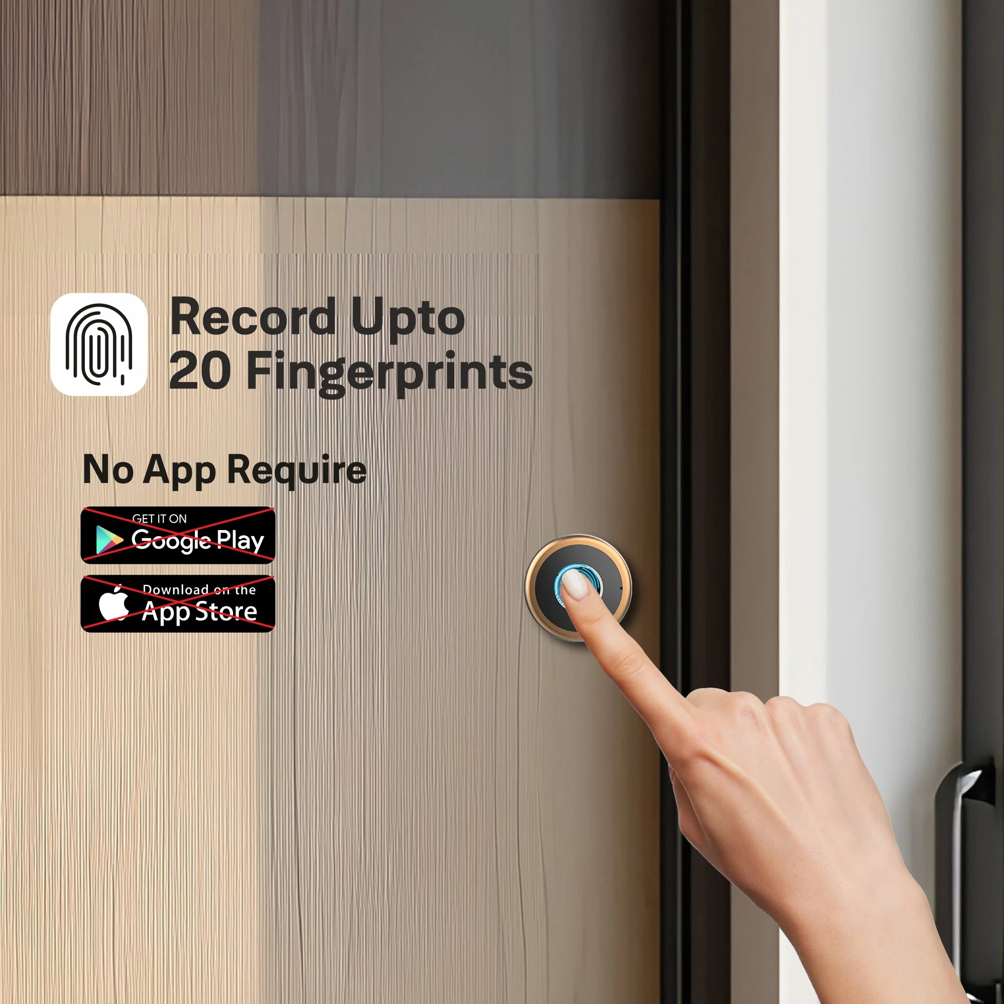 Yale YLDRPSL Biometric Smart Premium Sliding Wardrobe Lock (Rose Gold) - Image 4