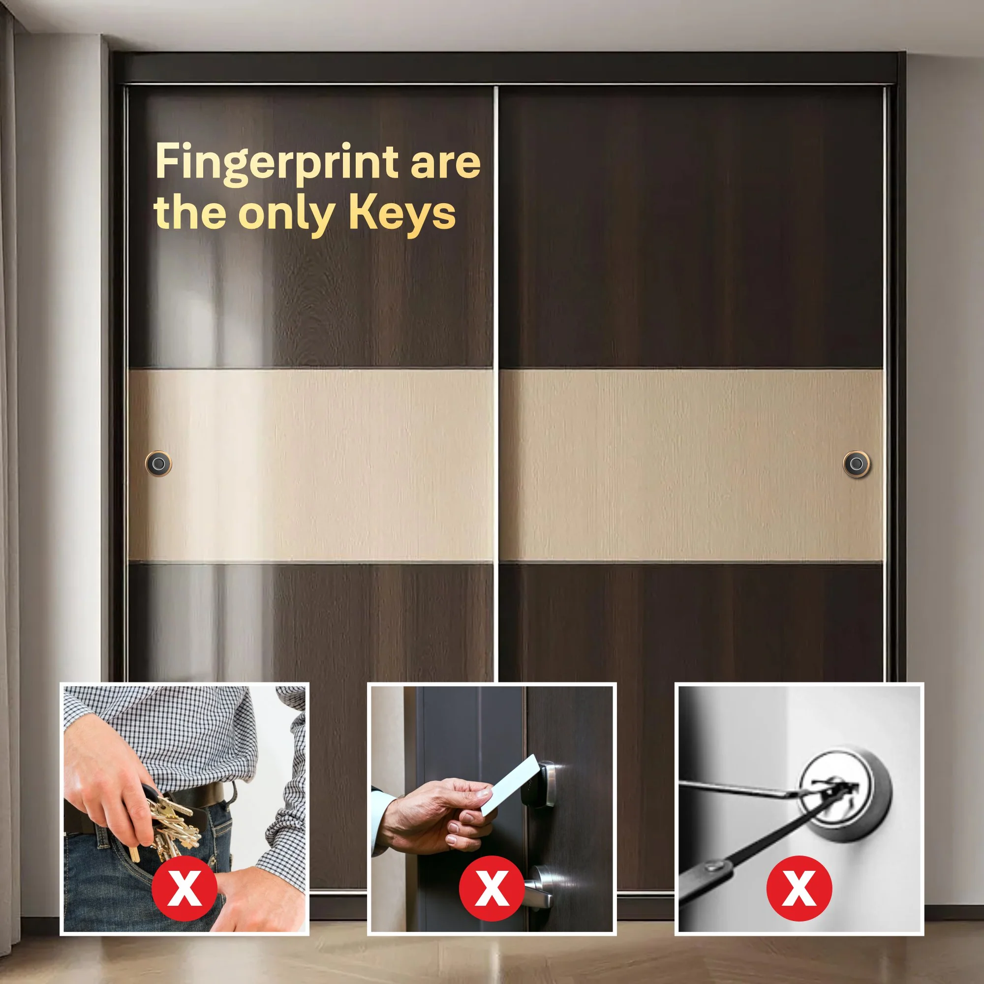 Yale YLDRPSL Biometric Smart Premium Sliding Wardrobe Lock (Rose Gold) - Image 5