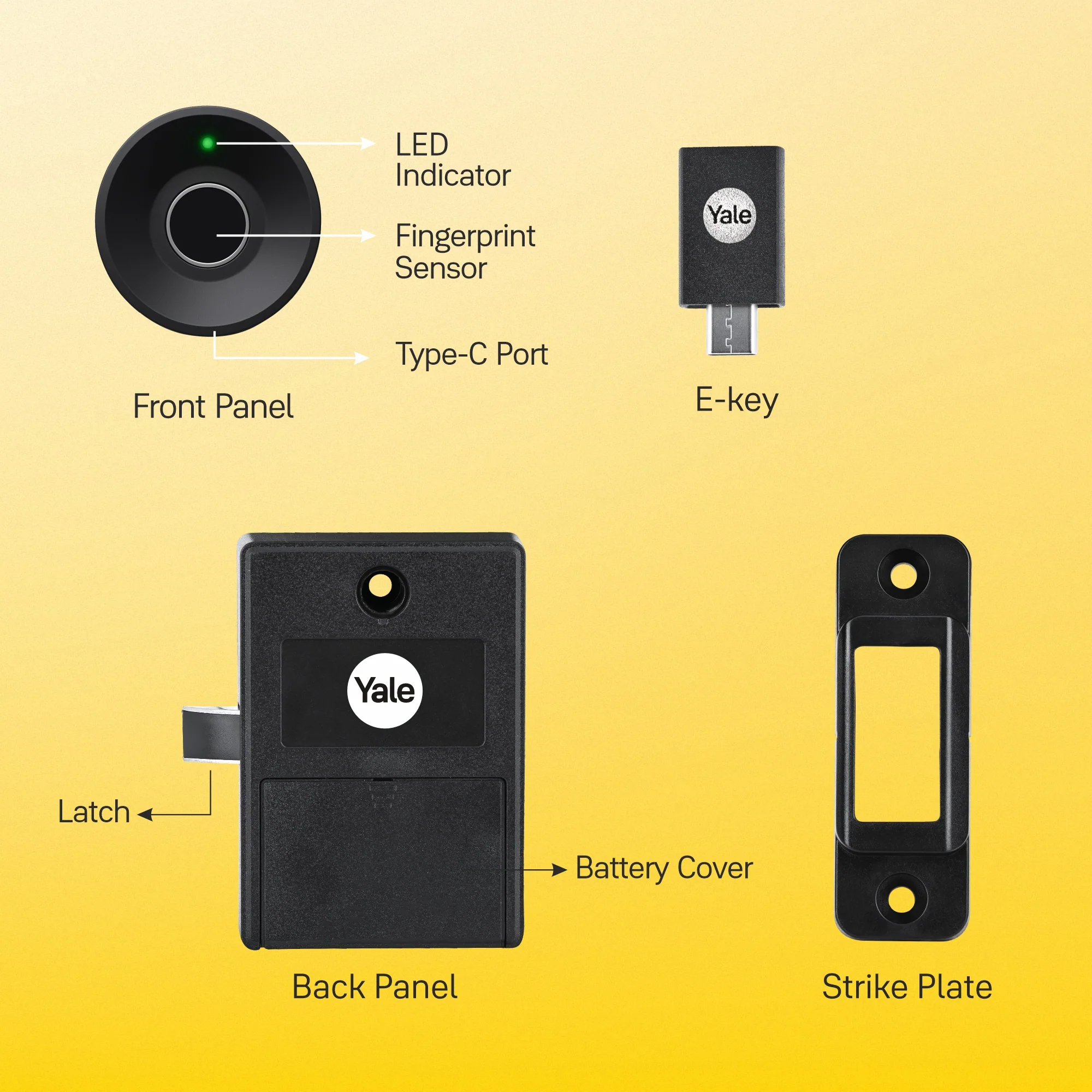Yale YWLOL Wardrobe Digital Fingerprint Lock Pack of 2 - (Black) - Image 11