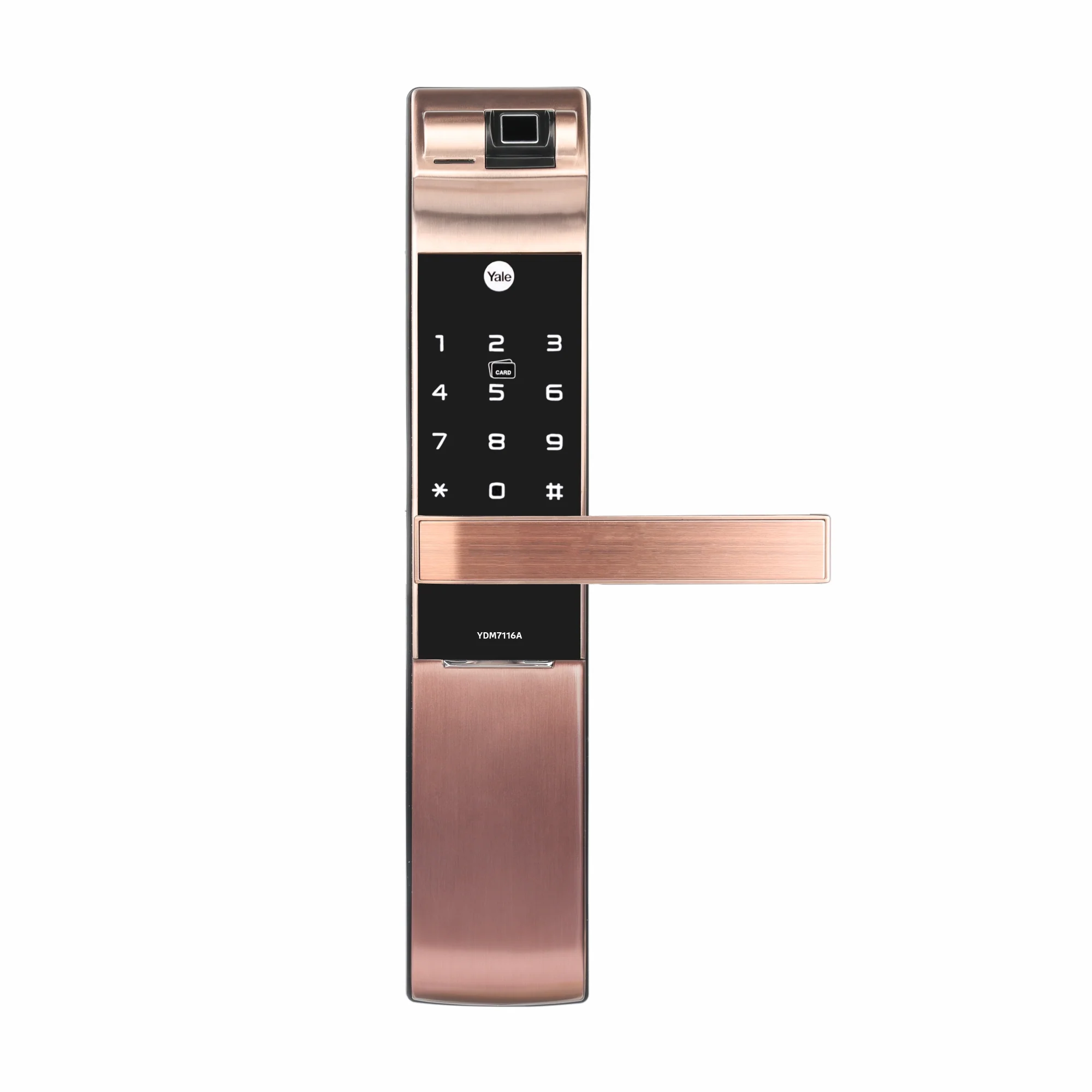YDM 7116A Smart Lock, Red Bronze YDM 7116A Smart Lock with Fingerprint, PIN Code, RFID Card, Mechanical Key, Bluetooth module, Works with Yale Home App