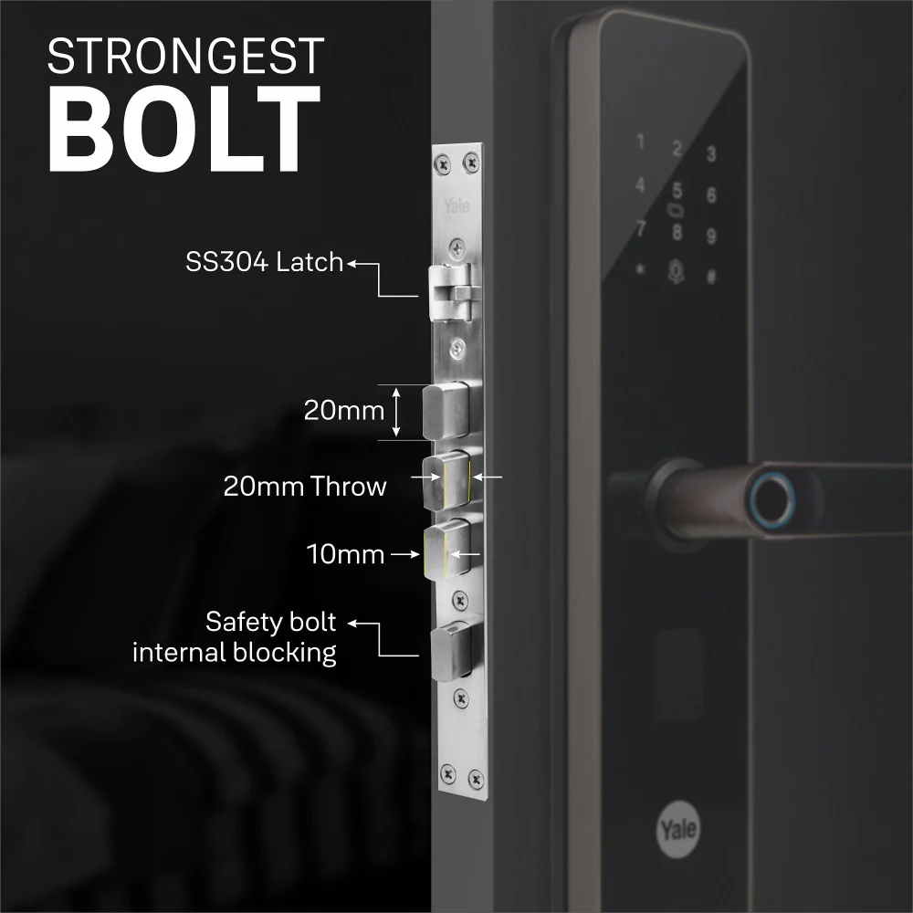 YDME100NxT (Brown) Smart Door Lock, Fingerprint, PIN, RFID, Manual Key Access - Image 8