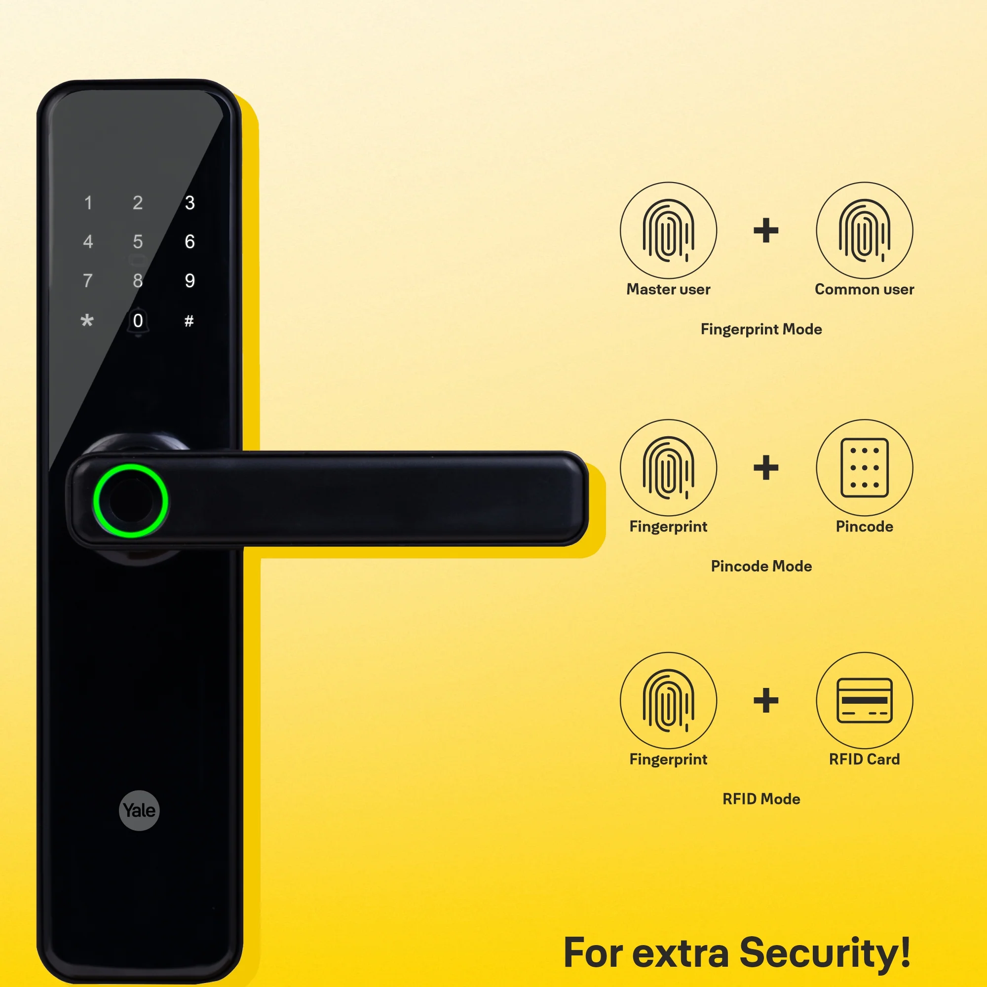 YDME50NxT Smart Door Lock, Black, Fingerprint, PIN, RFID, Manual Key Access - Image 15