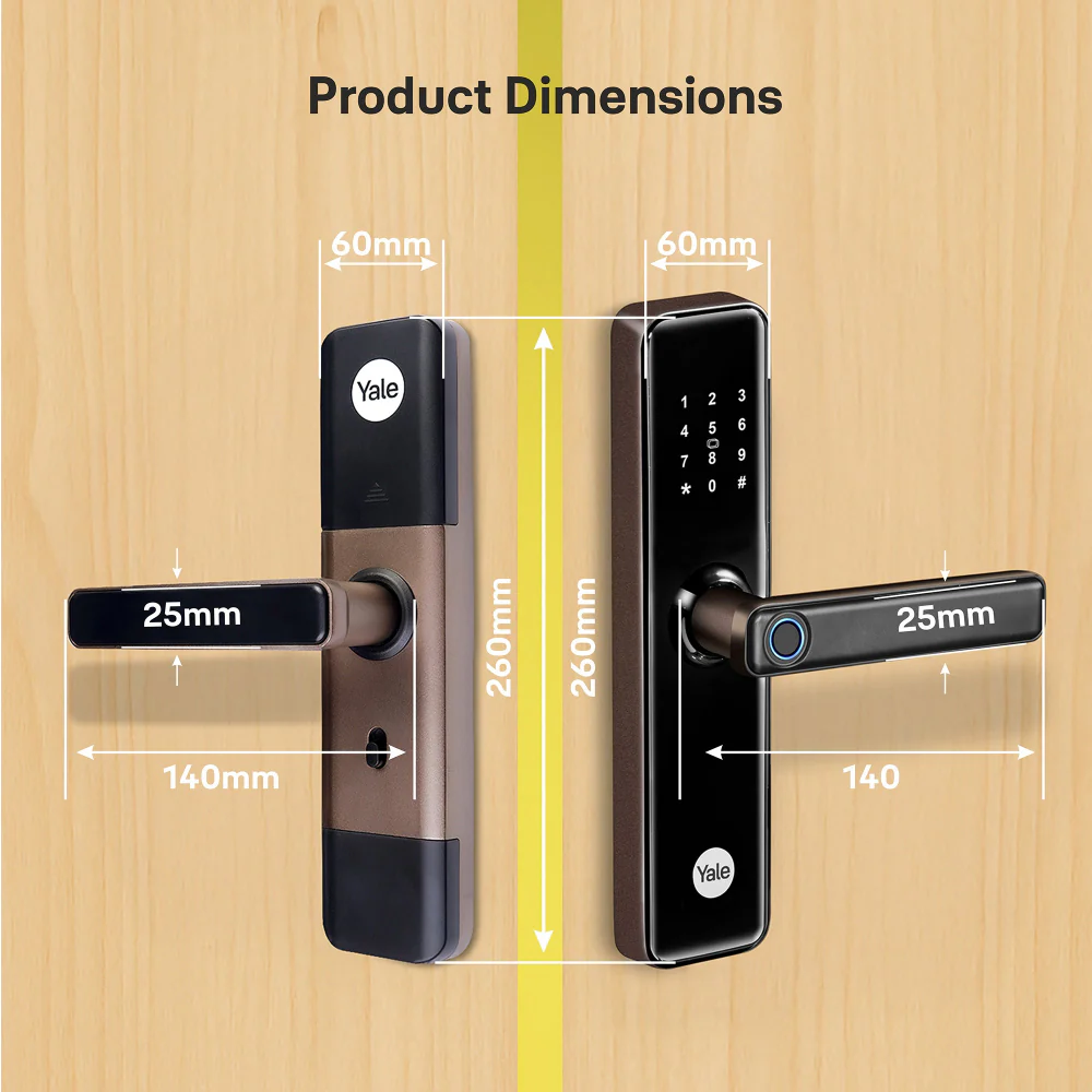 YDME50NxT (Brown) Smart Door Lock, Fingerprint, PIN, RFID, Manual Key Access (Brown color body) - Image 10