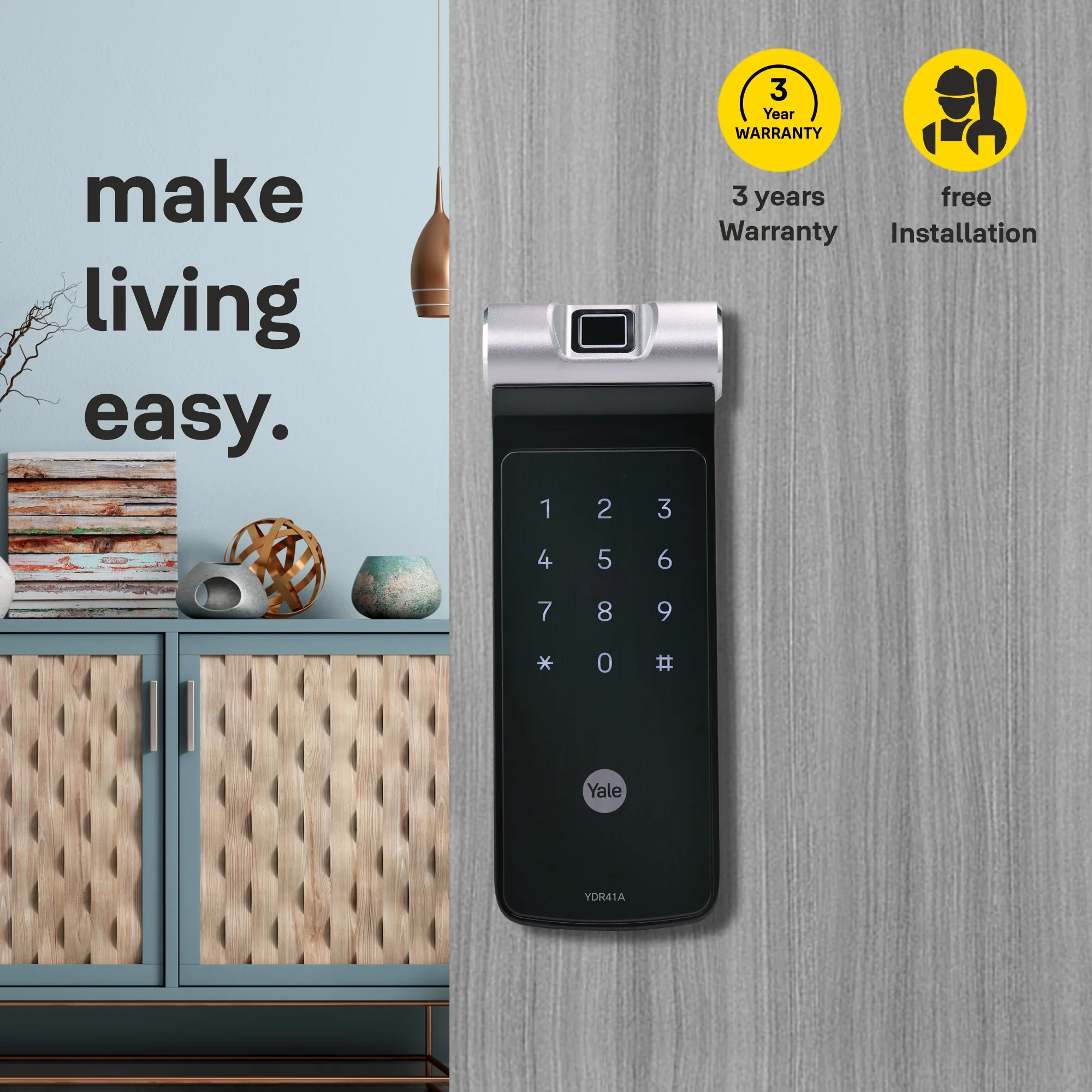 YDR 41A- Biometric Smart Lock for Double Door/ Sliding Door - Image 2