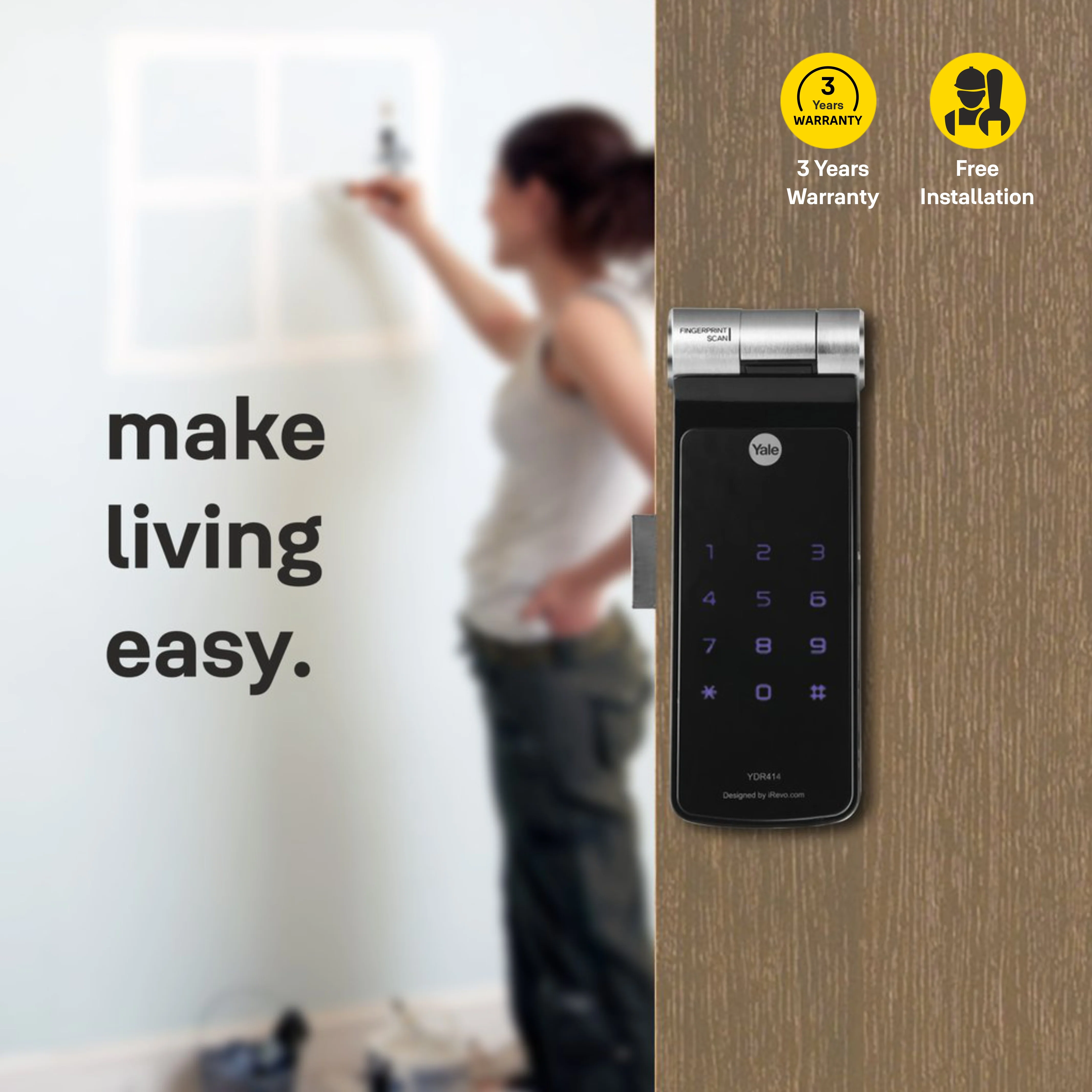 YDR 414A Smart Lock, Black - Image 2