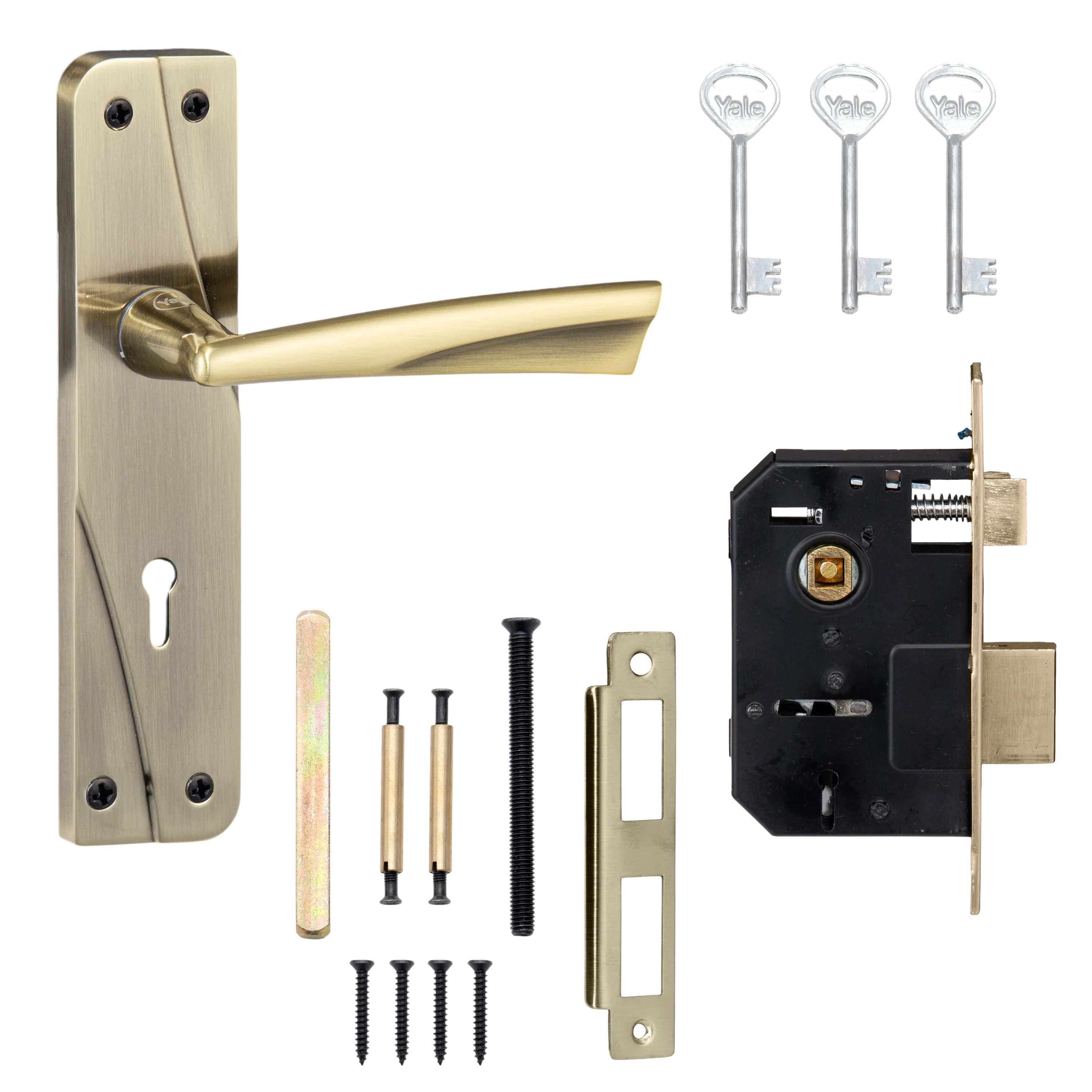 YECM-432-6L-AB Key-in-Lever Handle set with key-in lever double strike lockbody Antique Brass - Image 11