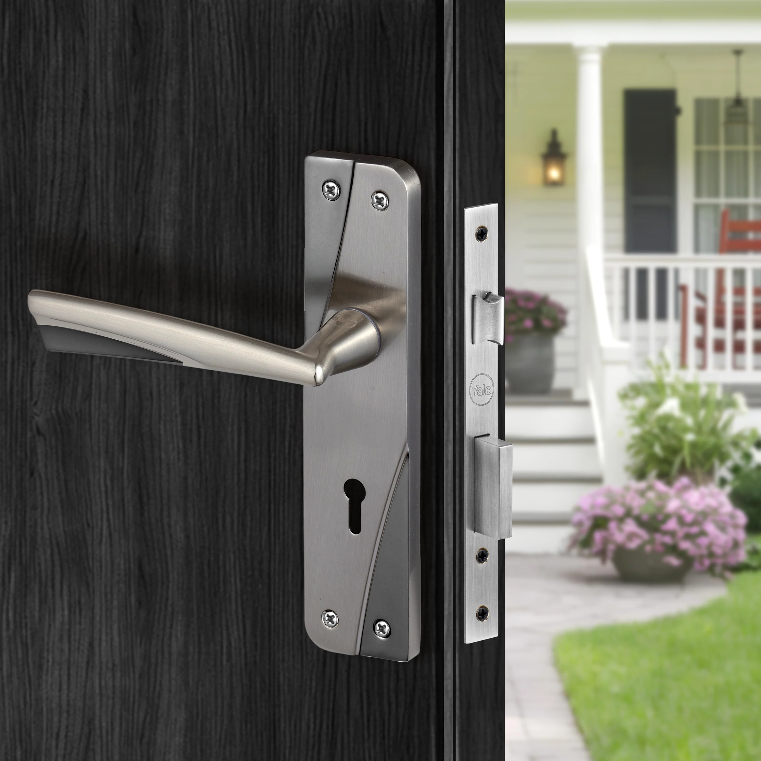 YECM-432-6L-SS Key-in-Lever Handle set with key-in lever double strike lockbody Satin Steel - Image 3