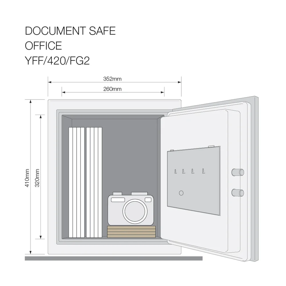 YFF/520/FG2 Biometric Safe Locker, 60 Min Fire Resistance, Black, 37 Litre - Image 5