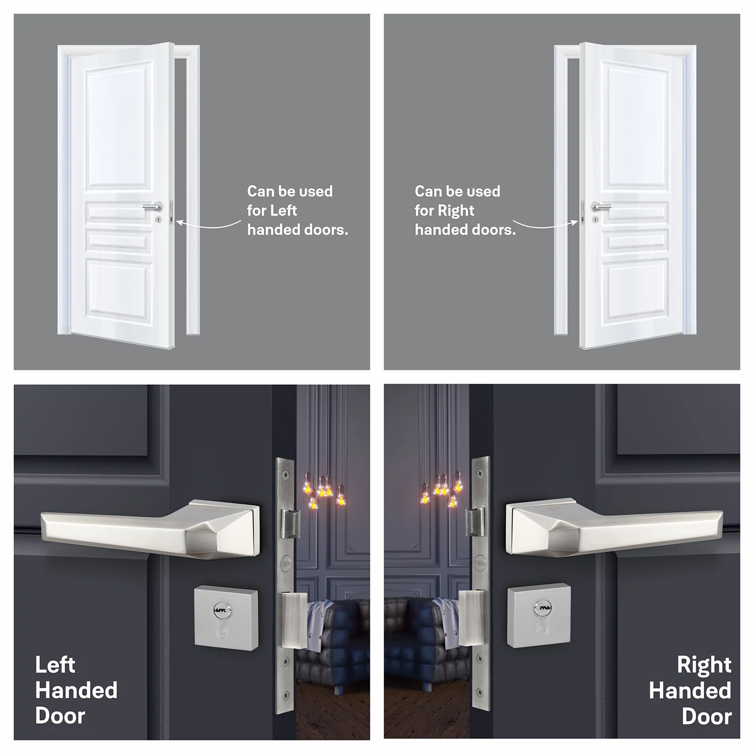 YMEL 704-SS Yale Mortise Lock Comboset with Rose and Escutcheons, Key Cylinder with Knob inside and keys Outside, SS Finish - Image 5