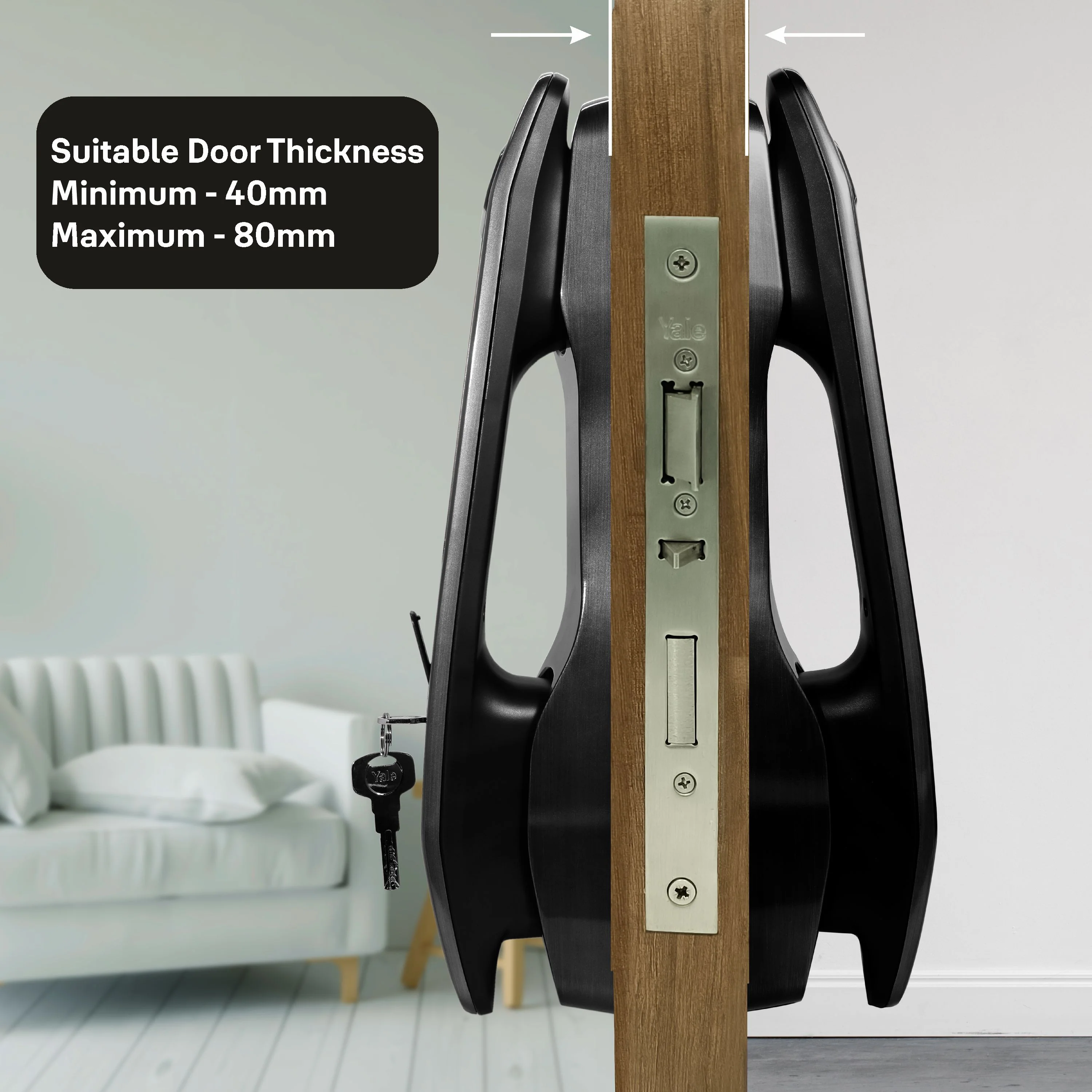 YMI 70 MB- A Series, Push Pull Smart Lock, Matt Black (Bluetooth Module and Wifi Bridge Included) - Image 9