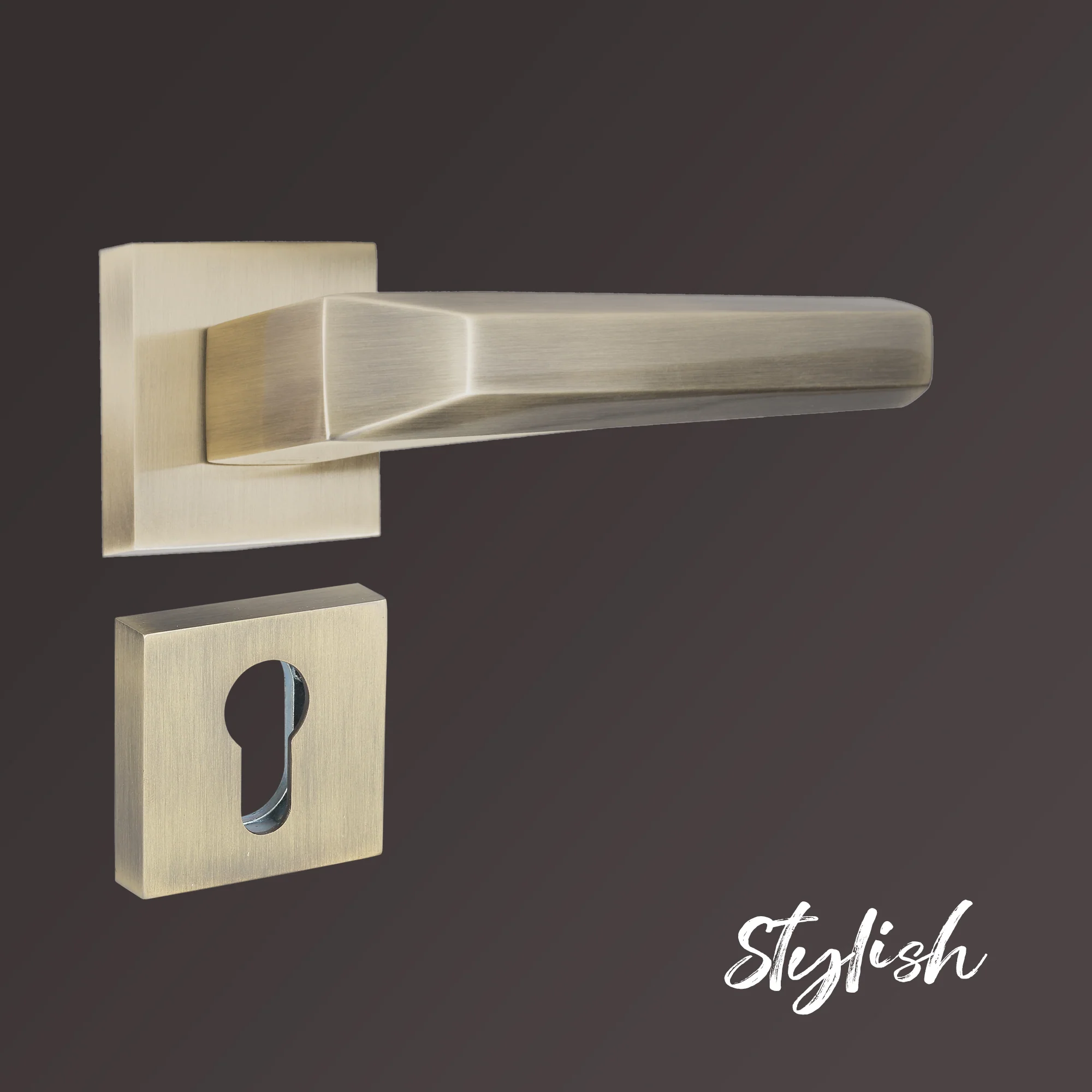 YPBL-804-Solid Brass Lever Handle, Antique Brass - Image 4