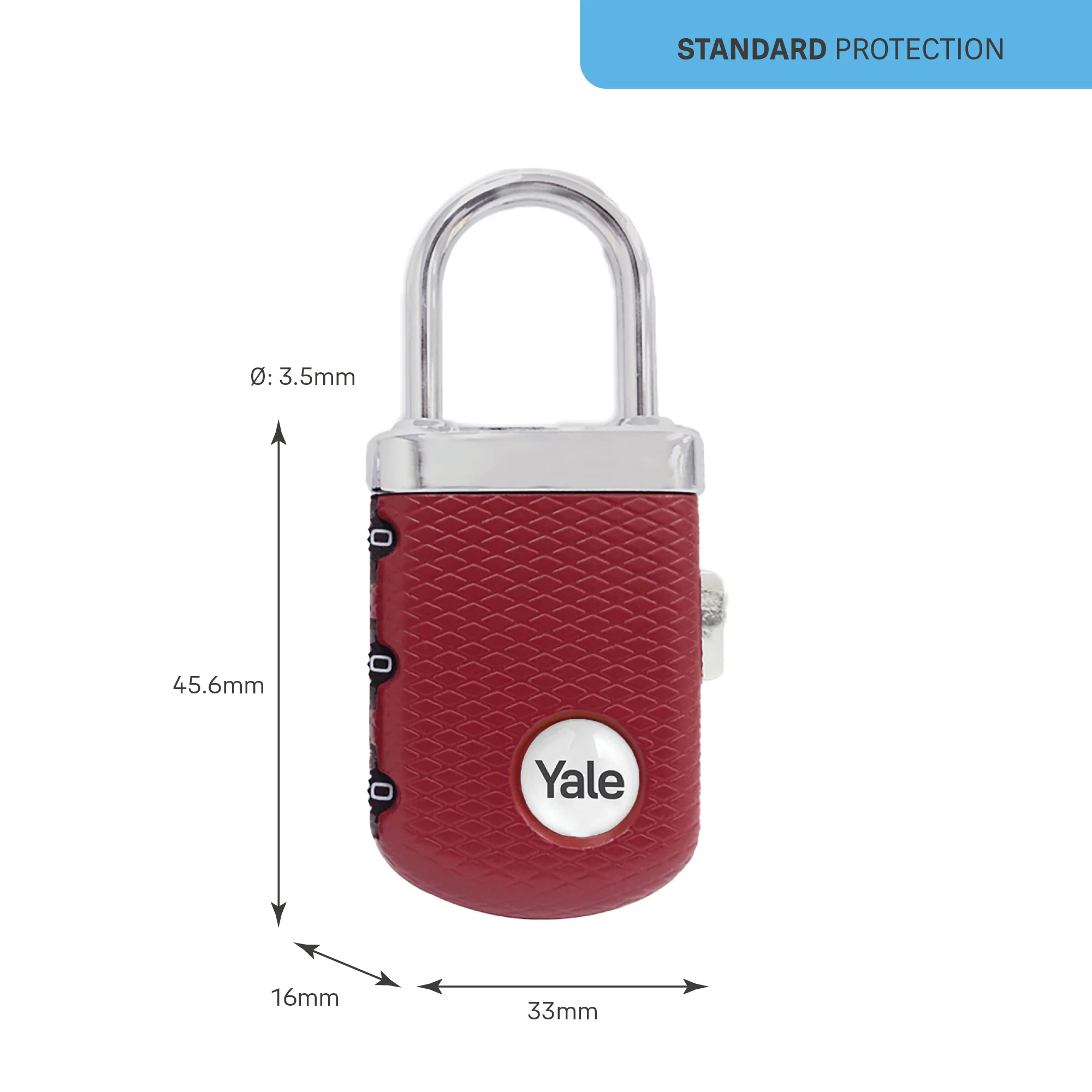 YTP3/31/123/1 Travel Series, Gem Combination Lock, Burgandy (Pack of 2) - Image 3